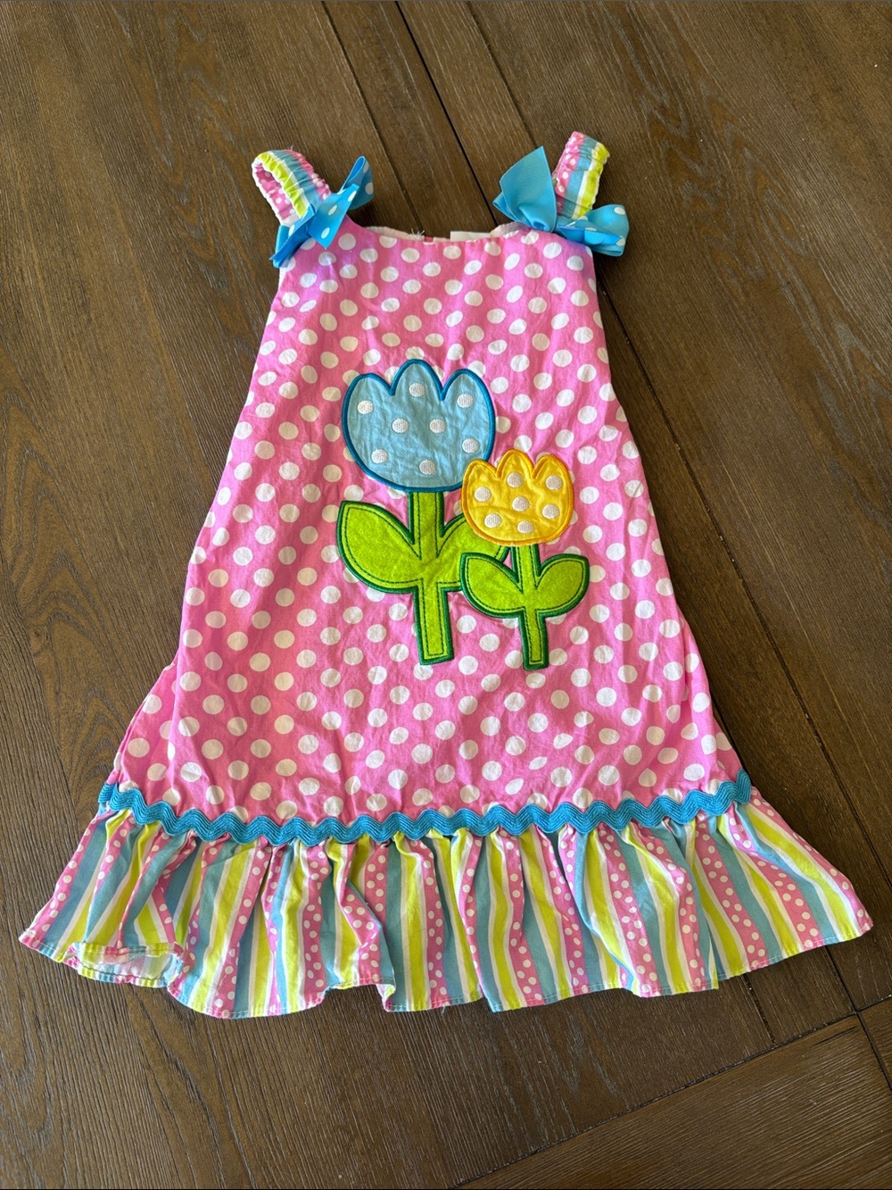 Youngland Pink Polka Dot Floral Dress